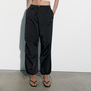 Zara Satin Effect Parachute Pants
